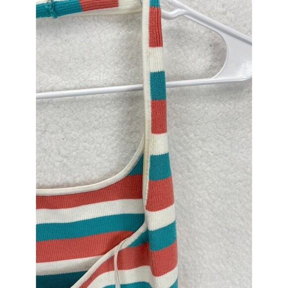 Babaton Sculpt Knit Halter Dress Women’s Size S Turquoise Stripe Backless - Picture 8 of 9
